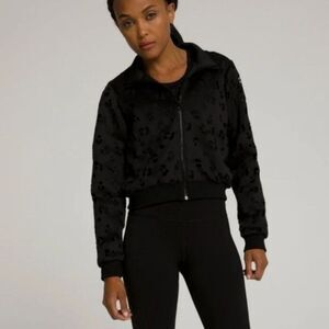 Good American Laser Cut Scuba Cropped Bomber Jacket Black Women's Size 1 Small